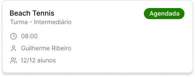 Card de turma na agenda da Avera