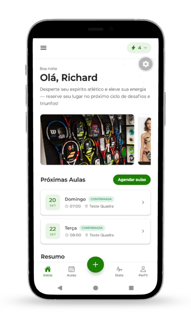 App do aluno da Avera com as próximas aulas